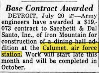 Calumet Air Force Station (Open Skies Project) - July 1959 Article